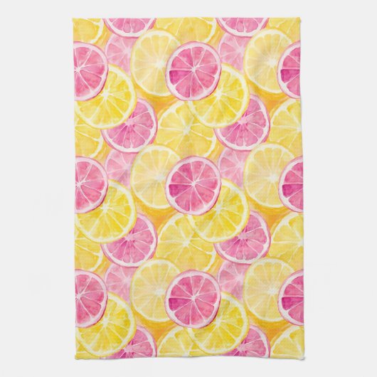 Rosa Grapefruit & Lemon Duschvorhang Geschirrtuch (Vertikal)