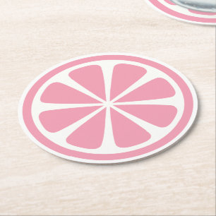 Rosa Grapefruit Rundpapier Untersetzer