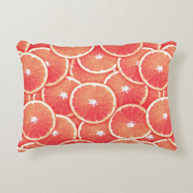 Rosa Grapefruitscheiben Dekokissen (Vorderseite)