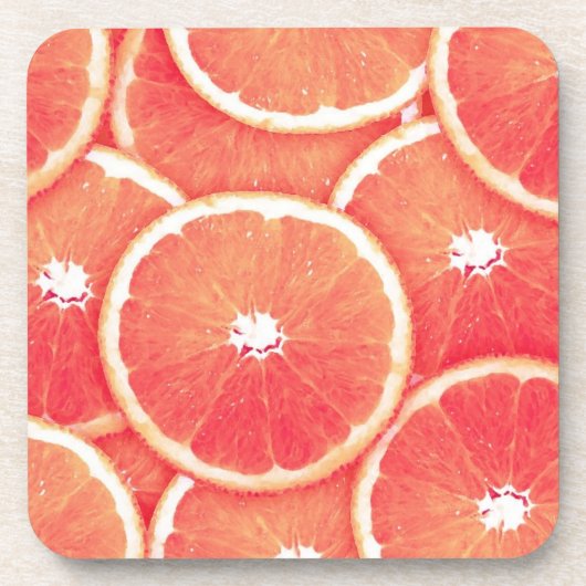 Rosa Grapefruitscheiben Getränkeuntersetzer (Vorderseite)