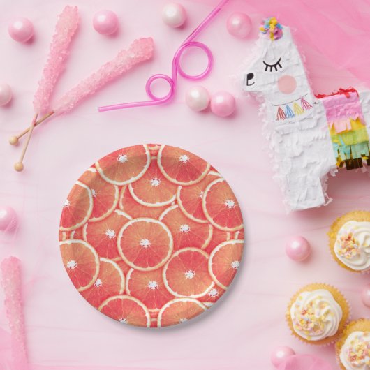 Rosa Grapefruitscheiben Pappteller (Party)
