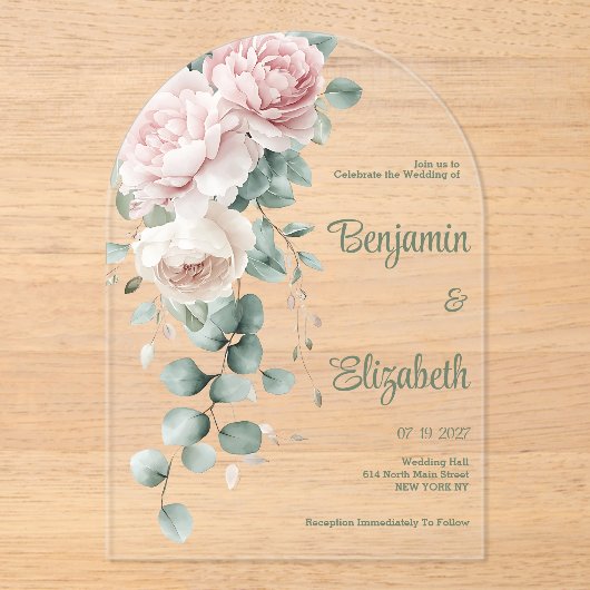 Rosa Gräser Acryleinladungen (Vorderseite)