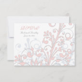 Rosa, grau, Abstrakte Blütenkarte RSVP Karte (Rückseite)