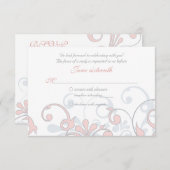 Rosa, grau, Abstrakte Blütenkarte RSVP Karte (Vorne/Hinten)