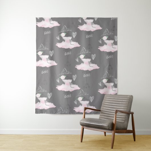 Rosa & Grau Couture Ballerina Girls Zimmer Wandteppich (Beispiel)