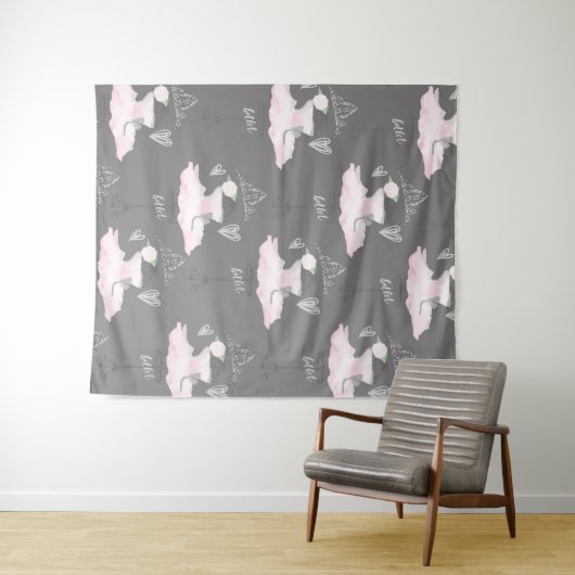 Rosa & Grau Couture Ballerina Girls Zimmer Wandteppich (Beispiel (Horizontal))