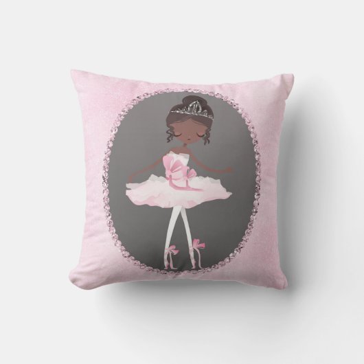 Rosa & Grau Couture Dark Ballerina Girls Schlafzim Kissen (Vorderseite)