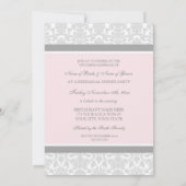 Rosa Grau Damask Probe Abendessen Party Einladung (Rückseite)