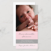 Rosa Grau danken Ihnen Baby-Duschen-Foto-Karten Dankeskarte (Vorne/Hinten)