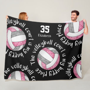 Rosa grau der Volleyballplatz ist mein glücklicher Fleecedecke