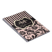 Rosa, grau, Elfenbeinbeschlag Damask Journal-Noteb Notizblock (Rechte Seite)