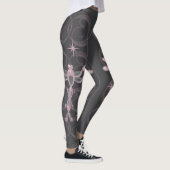 Rosa, Grau, Glasdrachenfliegen mit Sternen Leggings (Rechts)
