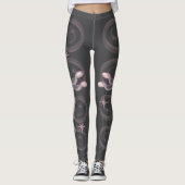 Rosa, Grau, Glasdrachenfliegen mit Sternen Leggings (Vorderseite)