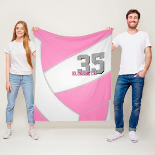 Rosa, grau, gürtelgrauer Volleyball personalisiert Fleecedecke