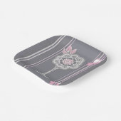 Rosa & Grau KI Kunst Pappteller (Gewinkelt)