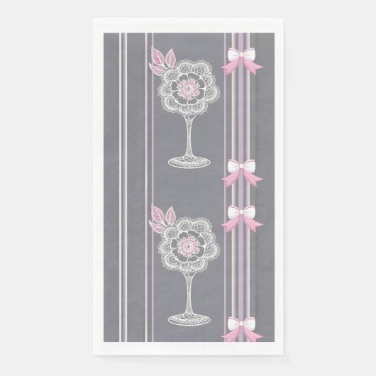 Rosa & Grau KI Kunst Serviette (Vorderseite)