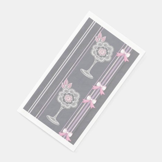 Rosa & Grau KI Kunst Serviette (Ecke)