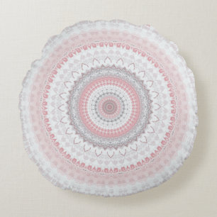 Rosa Grau Mandala Rundes Kissen