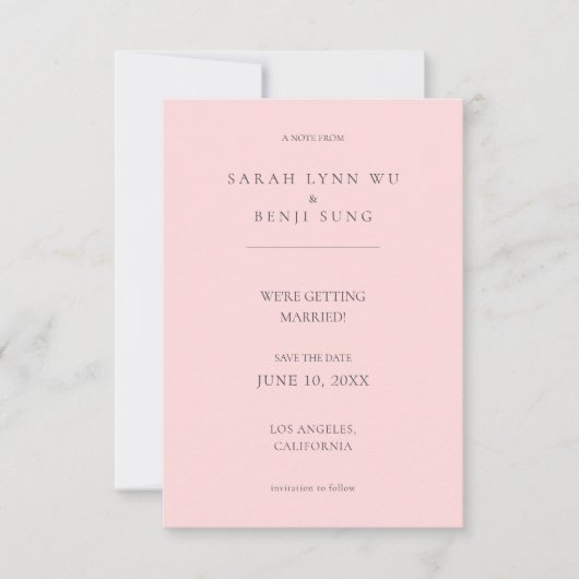 Rosa & Grau Minimalistisch Moderne 2 V2 Save the D Date (Vorderseite)