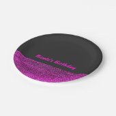 Rosa & Grau Moderne Glam Sequins Chic Party Pappteller (Schrägansicht)