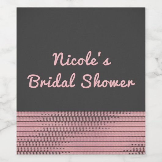 Rosa & Grau Moderne Glam Sequins Chic Wine Labels Weinetikett (Einzelnes Label)