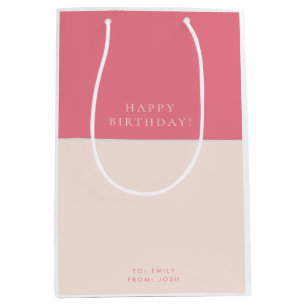 Rosa Grau Moderner Geburtstag Mittlere Geschenktüte