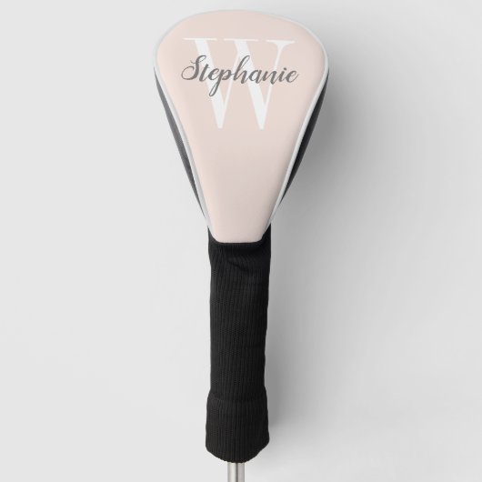 Rosa Grau Monogramm Personalisiert Golf Headcover (Vorderseite)
