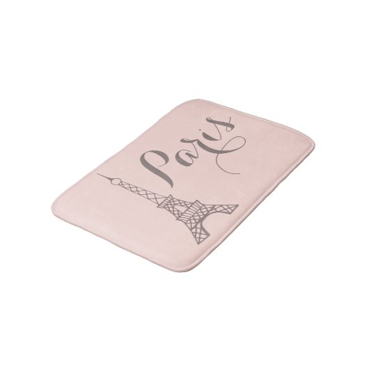 Rosa Grau Paris Eiffel Tower Bath Mat Badematte (Schrägansicht)
