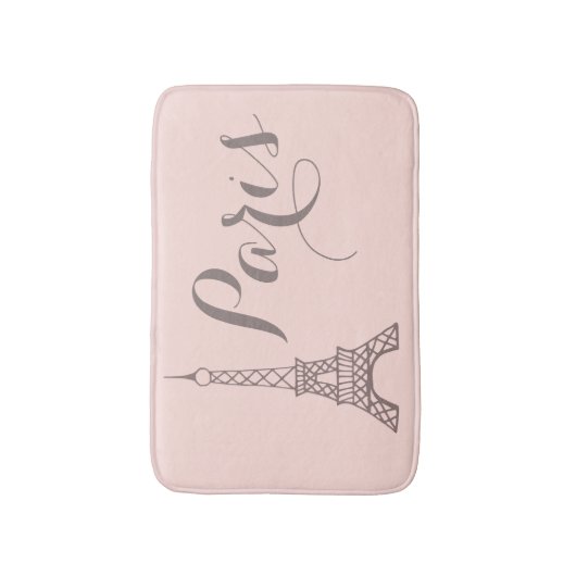 Rosa Grau Paris Eiffel Tower Bath Mat Badematte (Vorderseite Vertikal)