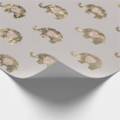 Rosa Grau Princess Elephant Imitate Gold Baby Geschenkpapier (Ecke)