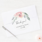 Rosa, grau, schlicht und elegant mit Blumen Runder Aufkleber (Umschlag)