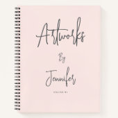 Rosa Grau Schrift Name Kunst Skizzenbuch Notizblock (Vorderseite)
