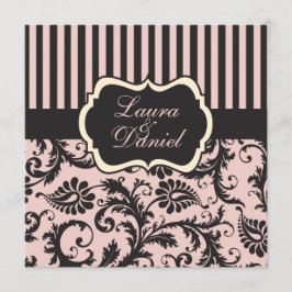 Rosa, grau, schwarz gestreifte Damaske laden ein Einladung