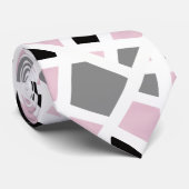 rosa grau, Schwarz-weiß geometrisch Krawatte (Gerollt)