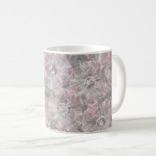 Rosa, grau, stilvoll, große Blume, rosa Blume, Kaffeetasse