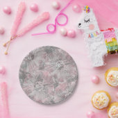 Rosa, grau, stilvoll, große Blume, rosa Blume, Pappteller (Party)