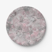 Rosa, grau, stilvoll, große Blume, rosa Blume, Pappteller (Vorderseite)