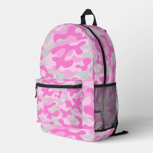 Rosa Grau Tarnmuster Bedruckter Rucksack (Rückseitige Ecke Rechts)
