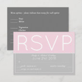 Rosa Grau UAWG Modern mit Menüauswahl RSVP Karte (Vorne/Hinten)
