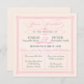 Rosa, Grau und Cream Poster - Einladung zur Hochze (Vorne/Hinten)