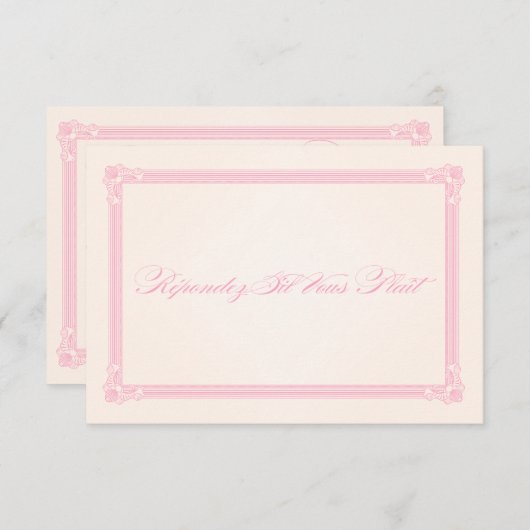 Rosa, Grau und Cream Poster-Stil Hochzeit RSVP (Vorne/Hinten)