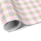 Rosa Grau Und Gelb Gingham Geschenkpapier (Rolleneckpunkt)