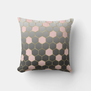 Rosa Grau und Gold Sechseck Modern Glam Kissen