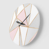 Rosa, Grau und Goldgeo Große Wanduhr (Winkel)
