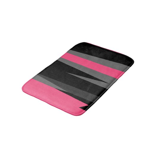 Rosa, grau und schwarz Abstrakt Badematte (Schrägansicht)