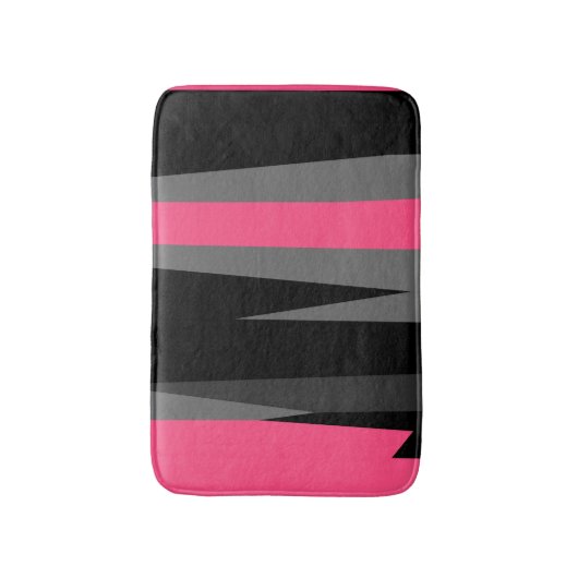 Rosa, grau und schwarz Abstrakt Badematte (Vorderseite Vertikal)