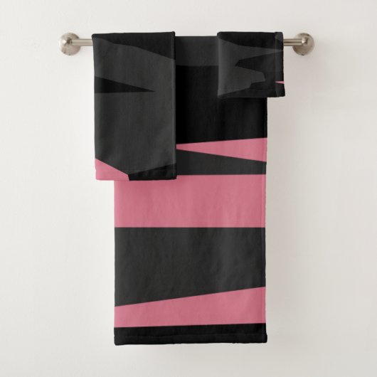Rosa, grau und schwarz Abstrakt Badhandtuch Set (Insitu)