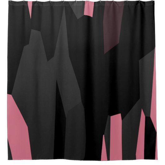 Rosa, grau und schwarz Abstrakt Duschvorhang (Vorderseite)