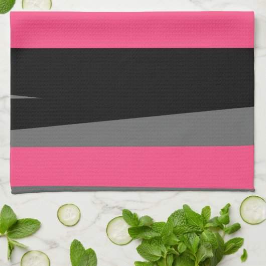 rosa, grau und schwarz abstrakt geschirrtuch (Gefaltet)