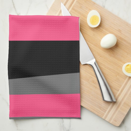 rosa, grau und schwarz abstrakt geschirrtuch (Viertel Falte)